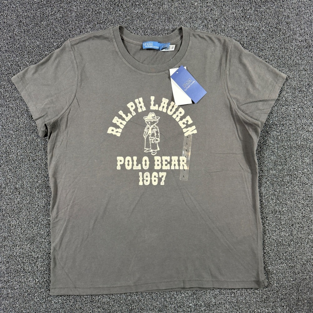 Polo by Ralph Lauren Western Bear 1967 Logo T-Shirt Women's L Washed Black NWT